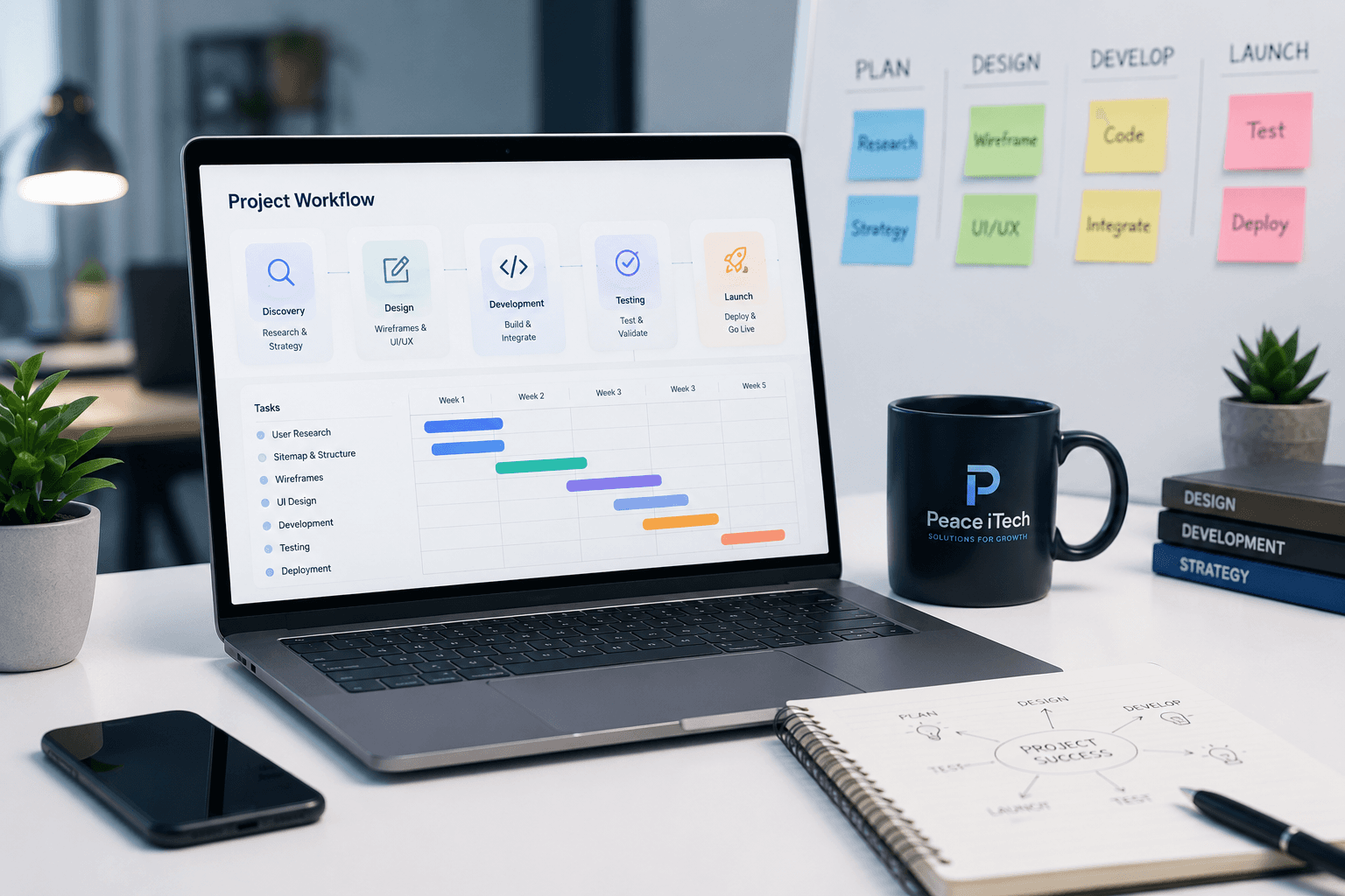 Project planning workspace for web development delivery